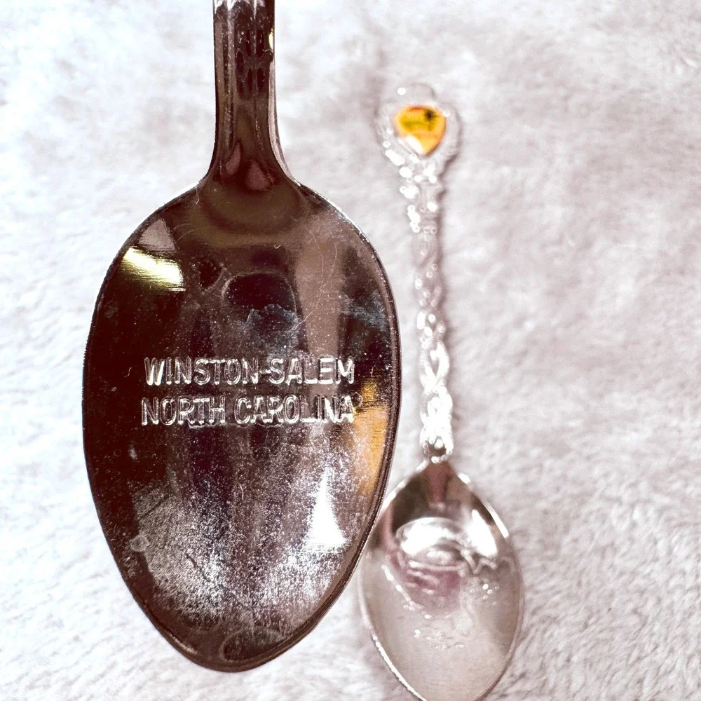 Vintage Souvenir Spoon Set Winston-Salem NC Teapot & Florida State Map Sunset